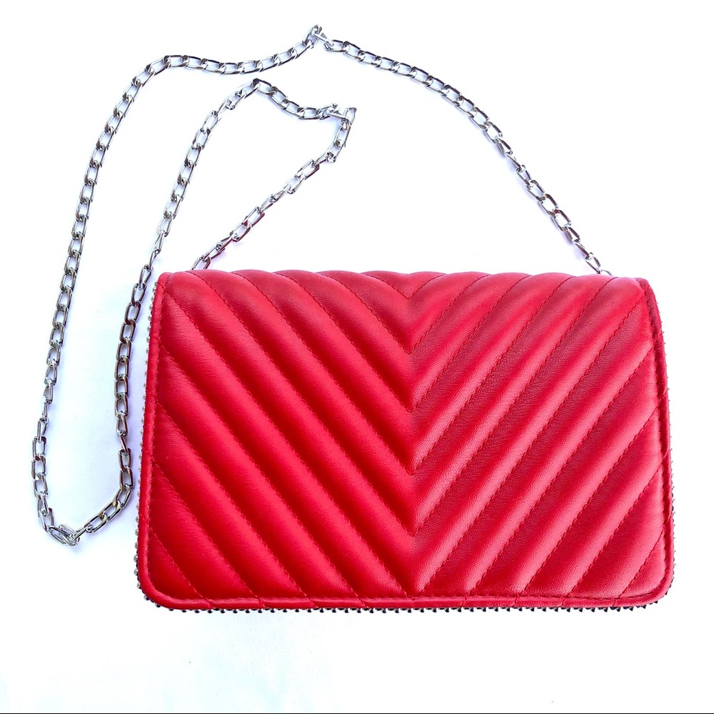 Quilted Crossbody Handbag - Red